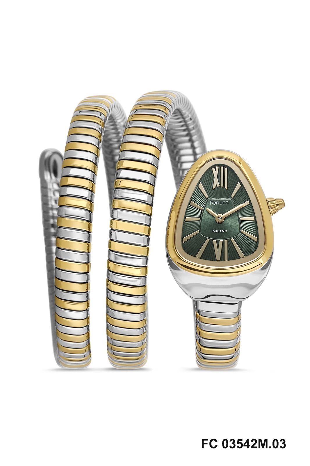 Ferrucci Snake Milano – Emerald Green Two-Tone Wrap Watch (FC03542M.03) | Watches | WOMEN | women snake