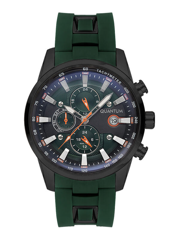 QUANTUM ADG678.675 Dark Green Rubber Chronograph